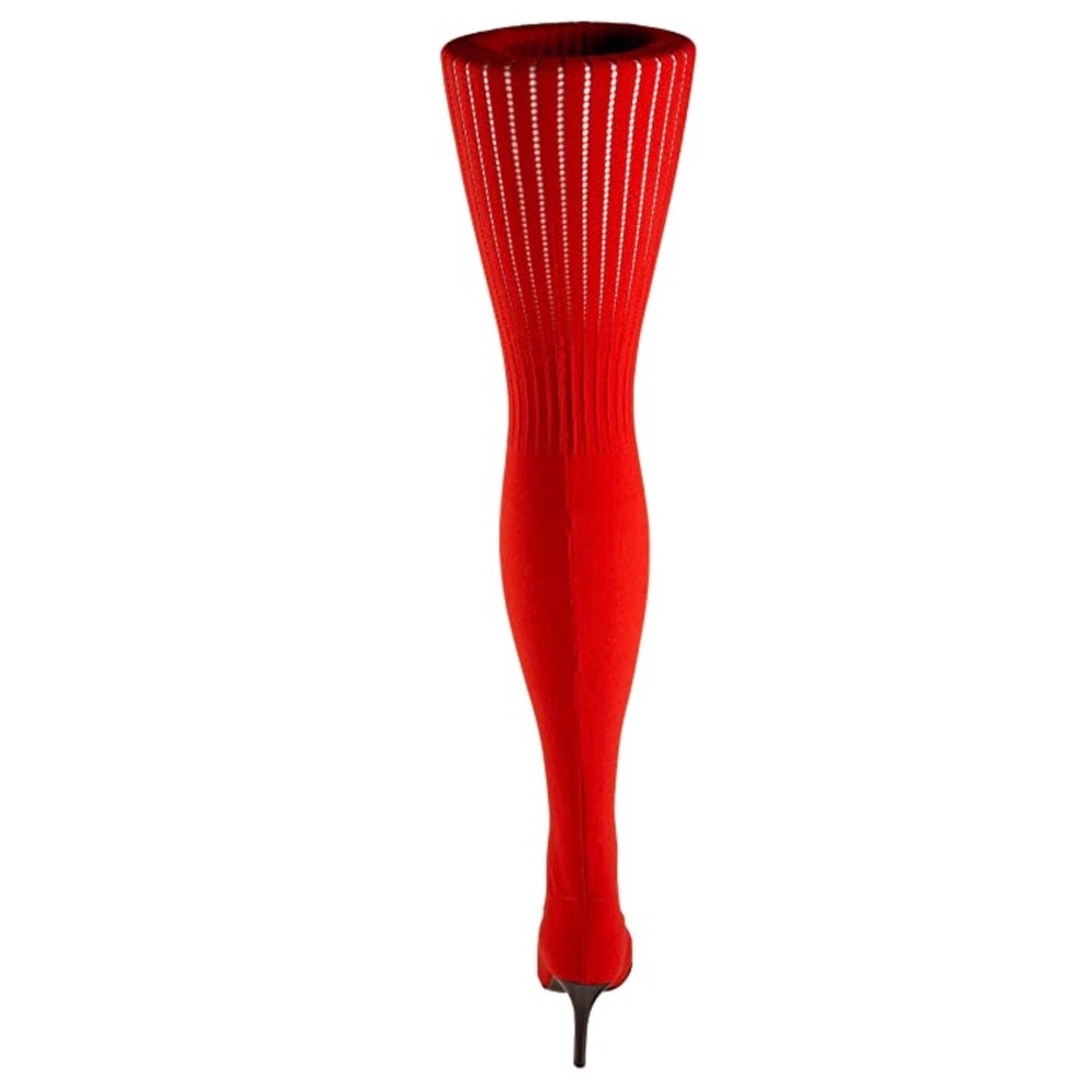 Donald J Pliner Elektra Tomato Red Crepe Elastic Over The Knee Boots RARE - Picture 5 of 10